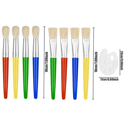 10-piece pig bristle brush set with plastic handles for art and drawing - 11