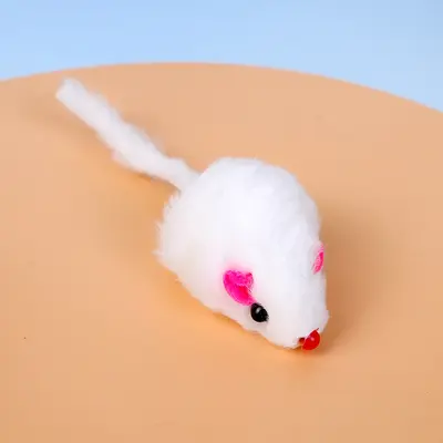 Simulated Plush Mouse Cat Toy with Rabbit Fur, Interactive Chew - 7