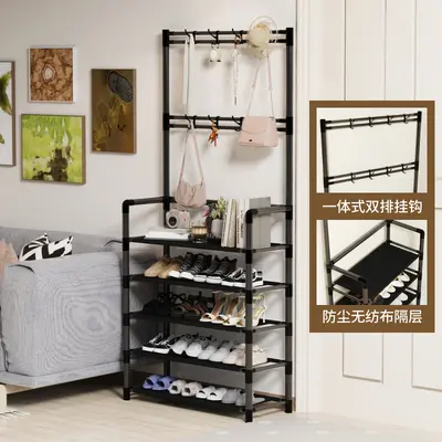 Metal Shoe Rack and Multifunctional Coat Stand, Modern Home Storage Rack