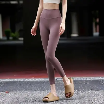 Yoga tayt kadın, yüksek bel, kalça kaldırma, sarı-gri renk - 11