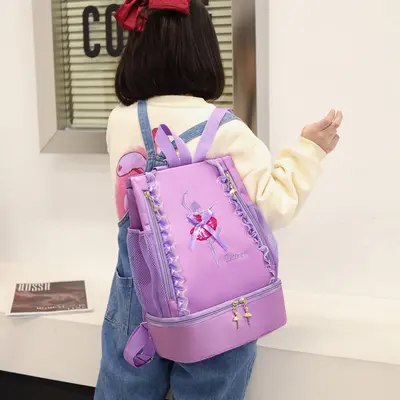 Girls' Latin Ballet Dance Backpack with Shoulder Strap, Printable Princess Design - 3