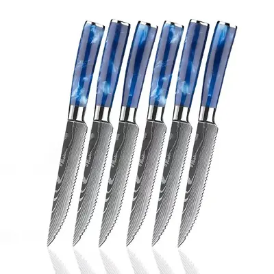 Steak bıçağı seti, 4CR13 çelik, damask desen, 2 parça - 6