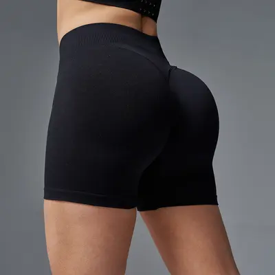 Yüksek Elastikiyetli Şeftali Kalça Yoga Şortu, Kaldırıcı Etkili - 7