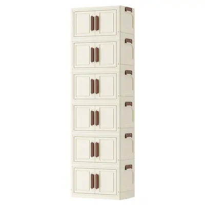 Folding storage cabinet with wheels, cosmetics organizer
