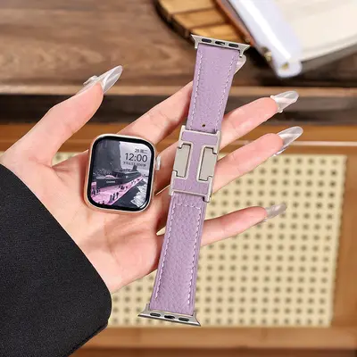 Genuine Leather Magnetic Buckle Apple Watch Band, 40-49mm Compatible - 8