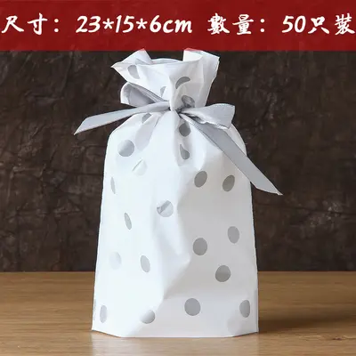 Drawstring Candy Packaging Bag with Ribbon, Snowflake Pattern for Baking Snacks - 9