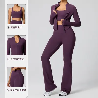 Women's Three-Piece High-Elasticity Yoga Wear Set - 3