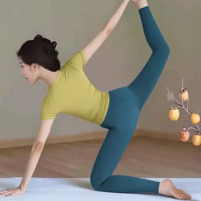 Damen Yoga-Oberteil, Kurzarm, figurbetonend, tragbar als Freizeitbekleidung, Frühling-Somm - 4