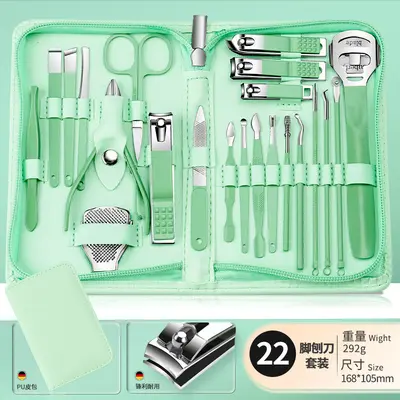 35-piece manicure set matcha green nail scissors pedicure tools - 9