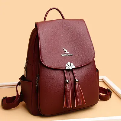 Soft Leather Women's Backpack, Large Capacity, for Daily Use and Travel - 9