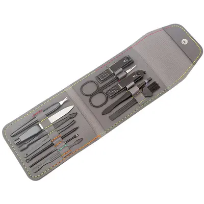 Manicure Set 12-Piece Nail Scissors Pedicure Black