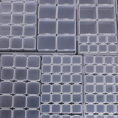 Transparent Portable Rectangular Plastic Storage Box Set for DIY Jewelry and Nail Art