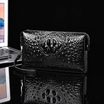 Men's Crocodile Pattern Clutch, Combination Lock - 7
