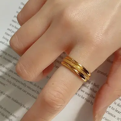Damening aus 18k Gold Titanstahl, poliert - 2
