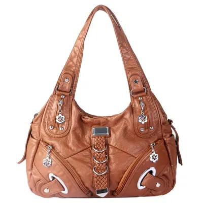 Retro Damen-Tote-Bag, gewaschene Optik, Umhängetasche - 9