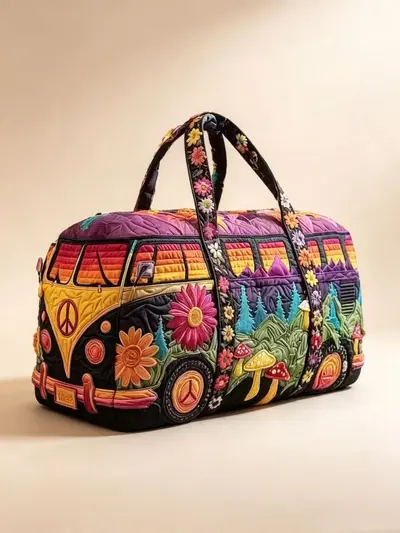 Gesteppte Reisetasche mit 3D-Druck