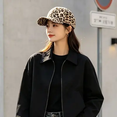 Leopardenmuster Damen Baseballcap, atmungsaktiv, Retro Y2K Stil