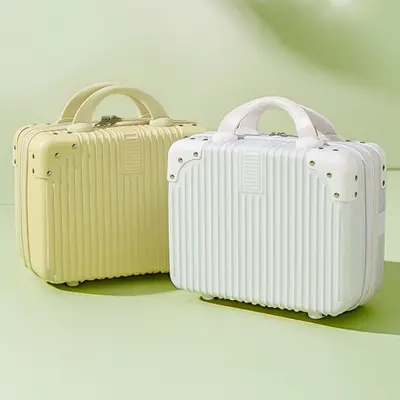 Maßgeschneiderte Handgepäck-Kosmetikkoffer 14 Zoll, kleine Reisekoffer, Zahlenkombinationskoffer, Reisekoffer, Bordgepäck Macaron-Farben Bordgepäckkoffer