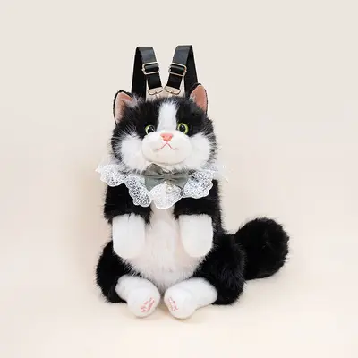 Realistic Plush Cat Backpack, Cute Soft Stuffed Toy Shoulder Bag - 9
