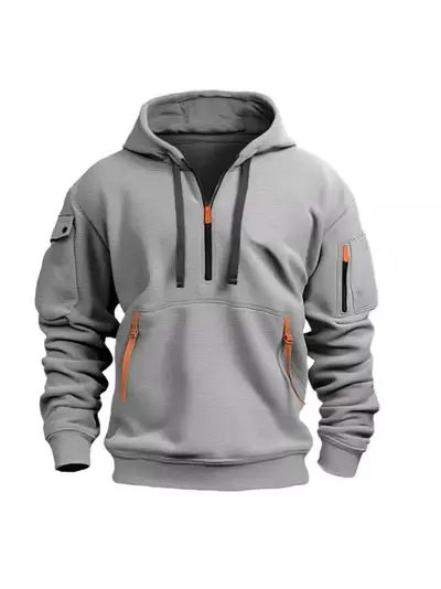 Grenzüberschreitender Export europäische Größe Frühling und Herbst Herren-Sweatshirt mit Kapuze und Reißverschluss Multi-Pocket Pullover Herren-Sportjacke Freizeitjacke
