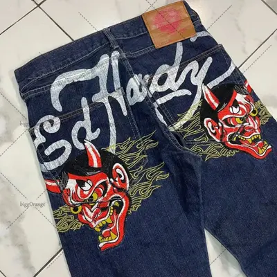 Gothic Pattern Y2K Men's Loose Jeans - 2