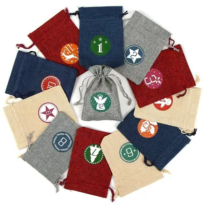 24-Pocket Reusable Christmas Advent Calendar Fabric Bags