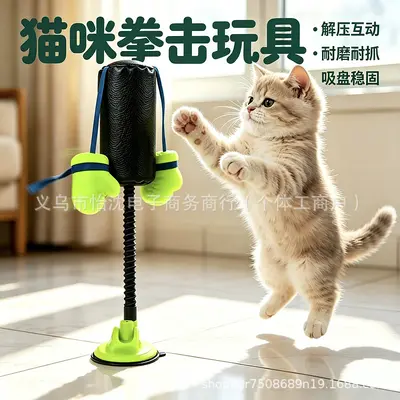 Kedi Boks Standı ve Boks Oyuncağı Çok Fonksiyonlu Etkileşimli Kedi Oltası - 5