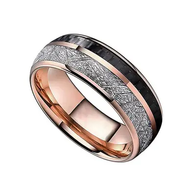 8MM stainless steel two-tone couple ring - 9
