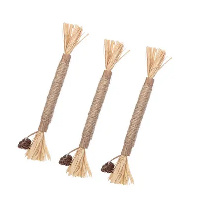 Matatabi Diş Kaşıma Çubuğu Kedi Oyuncağı Rafya ve Sisal İpli Kedi Oltası - 10