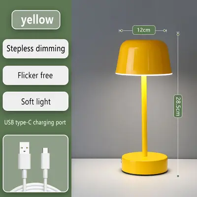 Iron I-Shaped Mushroom Table Lamp, Touch, Battery Night Light - 8
