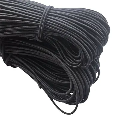 Siyah Lateks Yuvarlak Elastik İp 1mm-17mm, Giysi Lastiği - 6