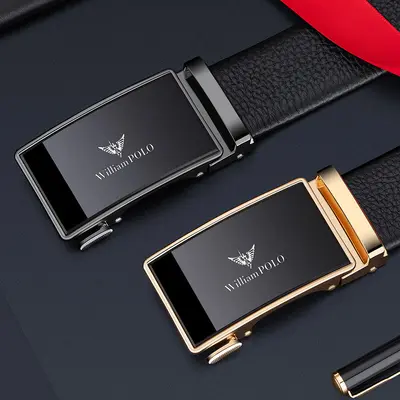 Paul Belt Luxury Leather Belt for Men, Genuine Leather Automatic Buckle Belt, Plain Business Style Alloy Soft Leather Men's Belt