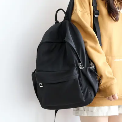 Women's Solid Color Backpack Large Capacity School and Casual Use - 4