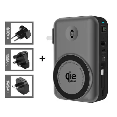 qi2.2 Semi-Solid 65W Fast Charging Magnetic Wireless Power Bank with Built-in Retractable Cable Notebook Mobile Power Supply - 7