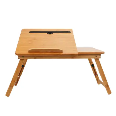 Bamboo Foldable Bed Table, Height-Adjustable Laptop Desk