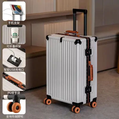 Aluminum Frame Combination Lock Carry-On Suitcase with Spinner Wheels - 7
