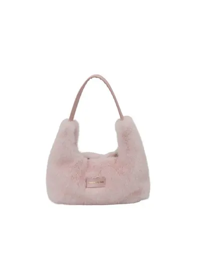 2026 Women's Plush Single Shoulder Bag, Faux Fur Underarm Bag - 6