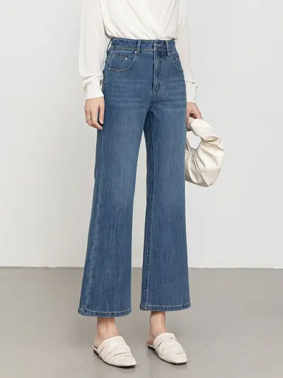 Damenjeans mit hoher Taille, Vierwege-Stretch, Schlagbein, Modell 8269