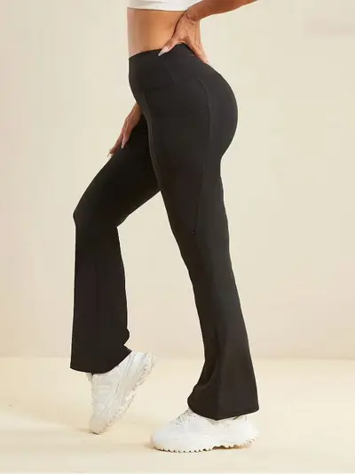 Kadın Yoga Pantolonu Mikro Flare Yan Cepli Yüksek Bel