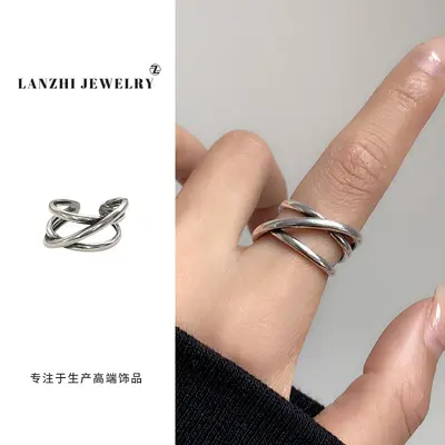 925er Silber-Offener Ring Damen elegantes Design verstellbar - 7