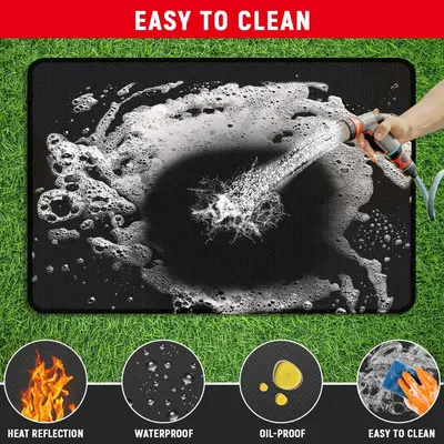 Cam elyaf alev geciktirici barbekü matı, siyah, yapışmaz, masa koruyucu ısı yalıtım matı