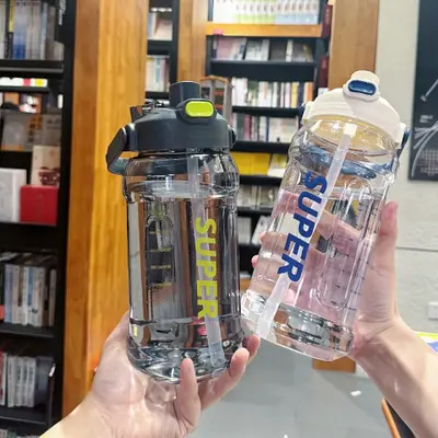 Large capacity sports water bottle internet-famous sports high temperature resistant plastic cup extra large water heater portable straw cup
