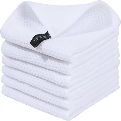 Amazon's Best-Selling Pure Cotton Honeycomb Kitchen Square Towel Set, Easy-to-Clean Looped Waffle Square Towel Wholesale - 6