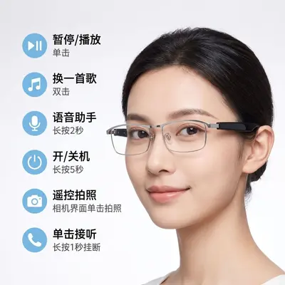 Cross-Border-Bestseller AI Bluetooth Smart Glasses mit Blaulichtfilter, Übersetzung, Anrufe, Musik, Open-Ear Smart Bluetooth Glasses