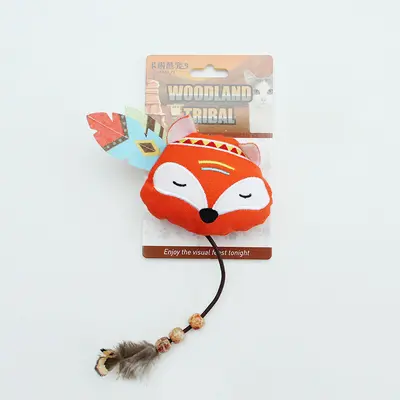 Self-Play Cat Toy Set with Plush and Feather Teaser Wand - 7