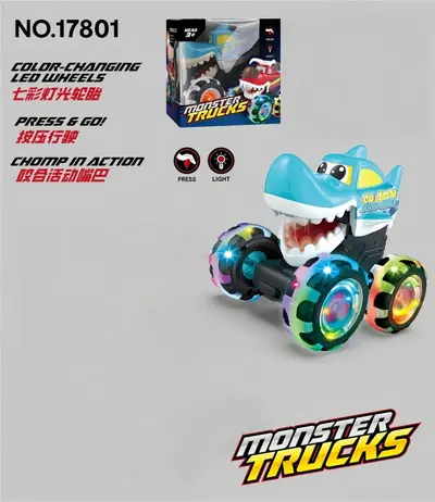 Press-and-Go Light-Up Monster Truck Toy with Inertia Wheels - 8
