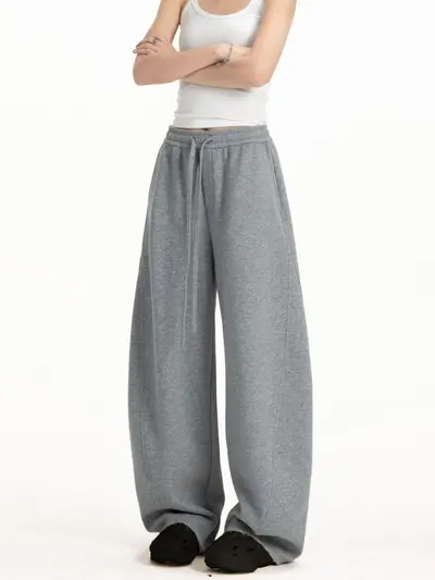 CATTEEIUS College-Stil Sweatpants einfarbig, weit geschnitten, für Herren und Damen