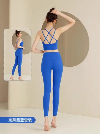Pilates Yoga Set with Chest Pads, Dopamine Color Women's Tank Top Activewear - 11