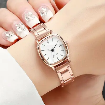 Damen-Quarzuhr, elegantes Stahlarmband, schlichte Gestaltung - 10