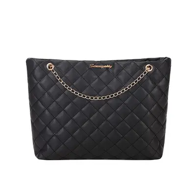 Große gesteppte Damen-Schultertasche mit Kette - 6